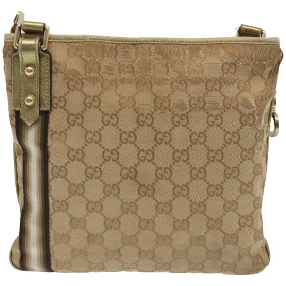 GUCCI GG Canvas Sherry Line Shoulder Bag Black Beige Brown - Picture 3 of 16